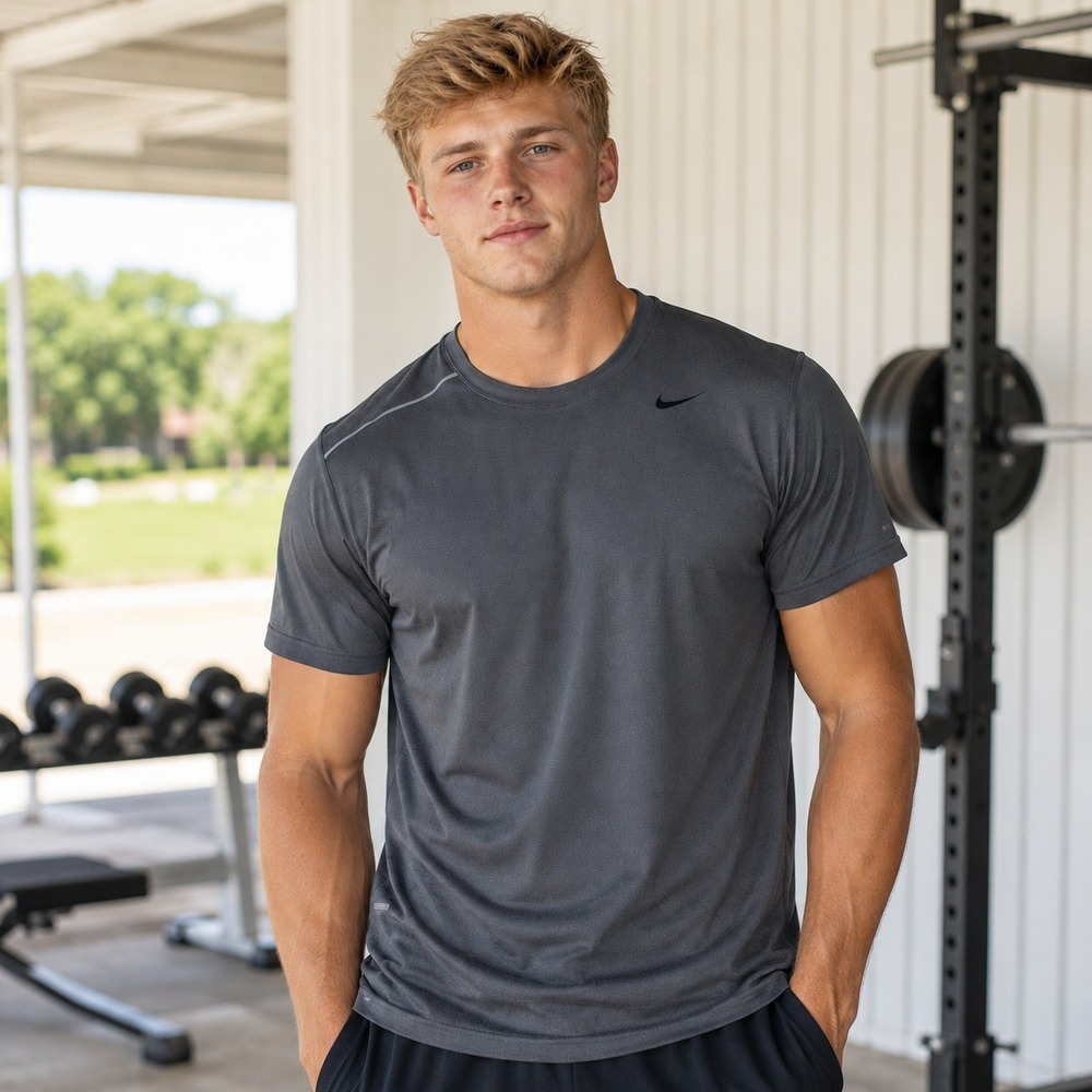 Nike Mens Dri-FIT UV Training Shirt Gray Short‎ Sleeve Crew Neck  M